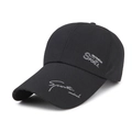 Black recreation sports baseball cap with white lettering print for outdoor activities - Adjustable / Black