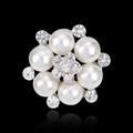 Eleganter Blumen-Perlenbrosche mit funkelnden Strasssteinen auf Silberlegierung - Blumenmuster (D005-A)
