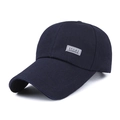 Dunkelblaue Baumwoll-Basecap mit Sport-Patch und langem Schirm für Sonnenschutz - Verstellbar / Marineblau