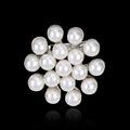 Broche fleur tendance avec perles blanches et strass étincelants sur fond noir mat - Style Fleur en Grappe (D006-A)