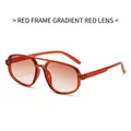 Retro aviator sunglasses with red translucent frame and gradient red lenses - Red Frame Gradient Red Lens