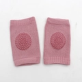 Breathable dusty rose baby crawling knee pads with non-slip silicone padding protection - Pink
