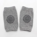 Breathable gray knitted baby crawling knee pads with non-slip silicone dots for safety - Light Gray