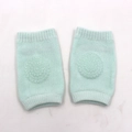 Mint green breathable cotton baby knee pads with anti-slip silicone dots for crawling - Light Green