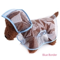 Transparent dog raincoat with blue trim detail for small dogs and puppies - Blue Edge