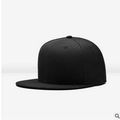 Classic black flat-brimmed hip hop baseball cap with adjustable strap in solid color - Black
