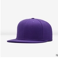 Solid purple flat brim hip-hop baseball cap in fabric material with adjustable strap - Purple