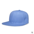 Adjustable light blue cotton snapback hat with a flat brim and solid color minimalist design - Sky Blue