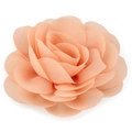 Close-up of peach chiffon flower hair clip showing layered petals and fabric texture - Pink Orange (D+Metal Clip)