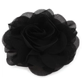 Close-up of the black chiffon rose hair clip showing layered fabric texture and petals - Black (T+Metal Clip)