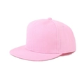 Adjustable solid pink flat brim baseball cap with a minimalist street style design - Pink