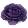 Close-up showing the fiber texture and layered petals of a dark purple chiffon flower clip - Purple (C+Metal Clip)