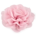 Detailed close-up of a pink chiffon flower hair clip with layered fabric petals - Light Pink (F+Metal Clip)