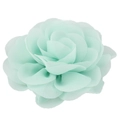 Detailed close-up of a mint green chiffon flower hair clip with layered soft petals - Mint Green (K+Metal Clip)