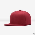 Adjustable burgundy wine red flat brim hip hop baseball cap with a minimalist design - Burgundy