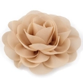 Detailed view of handmade layered chiffon flower hair clip in elegant soft pink - Beige (G+Metal Clip)