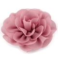 Close-up detail of dusty rose chiffon flower hair clip with layered soft fabric petals - Pink (Q+Metal Clip)