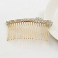 Elegant gold metal hair comb with sparkling double row rhinestones and curved accent - Gold
