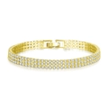 Elegante bracciale tennis placcato in oro 18 carati con tre file di cristalli lucenti - 3 File Dorato 2mm / Oro