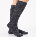 Thick mixed grey knitted wool floor socks with warm ribbed texture for winter wear - Navy Blue/Light Gray