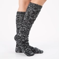 Calcetines de punto grueso jaspeado en blanco y negro para invierno, textura suave - Negro/Blanco
