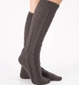 Deep taupe cable knit leg warmers for women made of warm thick knitted wool - Dark Gray
