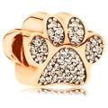Charm a forma di zampa di animale in oro rosa con zirconi brillanti per bracciali - Zampa / Oro