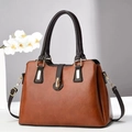 Sac à main rétro marron et noir avec ferrures dorées et bandoulière amovible - 30x13x22cm / Jaune Terre