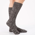 Calcetines de lana gruesa de punto gris oscuro para calor hogareño en Navidad - Gris Oscuro/Gris Claro