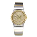 Orologio al quarzo bicolore in acciaio inossidabile da uomo con lussuoso quadrante diamantato - Bicolore (Oro e Argento)