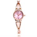 Elegant rose gold women's quartz watch with pink dial and crystal accented cross-strap band - Rose Gold Pink Dial