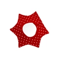 Star-shaped cotton baby bib featuring a red and white polka dot pattern with snap closure - 100% Cotton - Five-star Red Dot