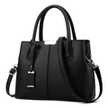 Classic black litchi pattern leather handbag for women with gold hardware in 45-degree view - Black