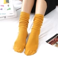 Japanese style slouch socks in bright ginger yellow with ribbed cotton knit texture - One Size / Ginger Yellow