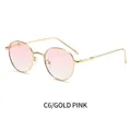 Retro-Sonnenbrille mit ovalem Goldrahmen und rosafarbenem Verlaufsglas - Goldener Rahmen Rosafarbene Verlaufsgläser