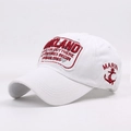 Cappellino da baseball in cotone bianco con ricamo vintage e dettagli marini - Regolabile / Bianco