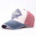 Vintage washed cotton baseball cap with tricolor patchwork and Shine Motor Oil logo - Adjustable / Navy Blue