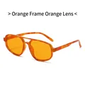 Fashion double bridge aviator sunglasses with orange tortoise frame and orange lenses - Orange Frame / Orange Lens