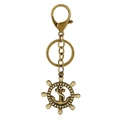 Llavero náutico de bronce vintage con colgantes de ancla y timón de aleación - Timón de barco