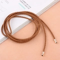 Brown braided waist rope with silver alloy pendants for women's dress decoration - Camel