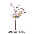 Golden ballet dancer brooch with colorful rhinestones, size 4cm by 6.5cm, stylish accessory - Dancer Girl (xz4376)