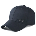 Dunkelblaue 6-Panel-Baseballkappe aus Twill-Stoff mit seitlicher Metall-Plakette - Verstellbar / Marineblau (Metallanhänger)
