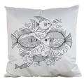 DIY colorable fish pattern white pillowcase in cotton linen for creative gift - Satin / Artistic Fish (AM08)