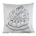 DIY coloring pillowcase featuring a wedding couple with floral and butterfly outline - Satin / Wedding Couple (AM38)