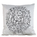 DIY colorable fairy garden pillowcase with black butterfly elf line art pattern - Satin / Flower Fairies (AM18)