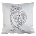 DIY colorable heart tree pattern pillowcase in white for secret garden doodling - 18x18 Inch / AM07/Heart Flower Tree
