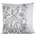 DIY secret garden coloring pillowcase with giraffe and floral line art on white fabric - Satin / Giraffe and Flower (AM37)