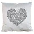 DIY coloring pillowcase featuring a floral heart outline pattern for creative home decor - Satin / Heart Mix (AM02)