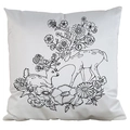 DIY colorable pillowcase featuring a black line art deer and floral nature scene - Satin / Deer and Fawn (AM09)