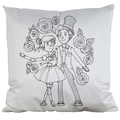 DIY secret garden coloring pillowcase with white puppet doodle and rose floral design - 18x18 Inch / AM24/Puppet Love